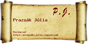 Prazsák Júlia névjegykártya